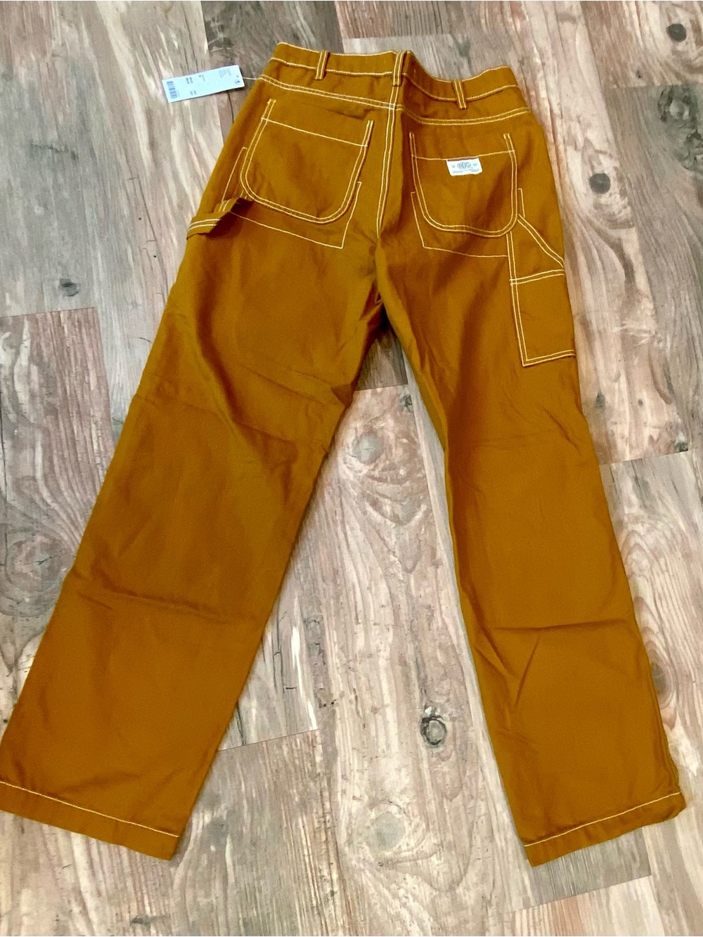NWT BDG Urban Outfitters contrast stitch carpenter pants size 28 mustard yellow